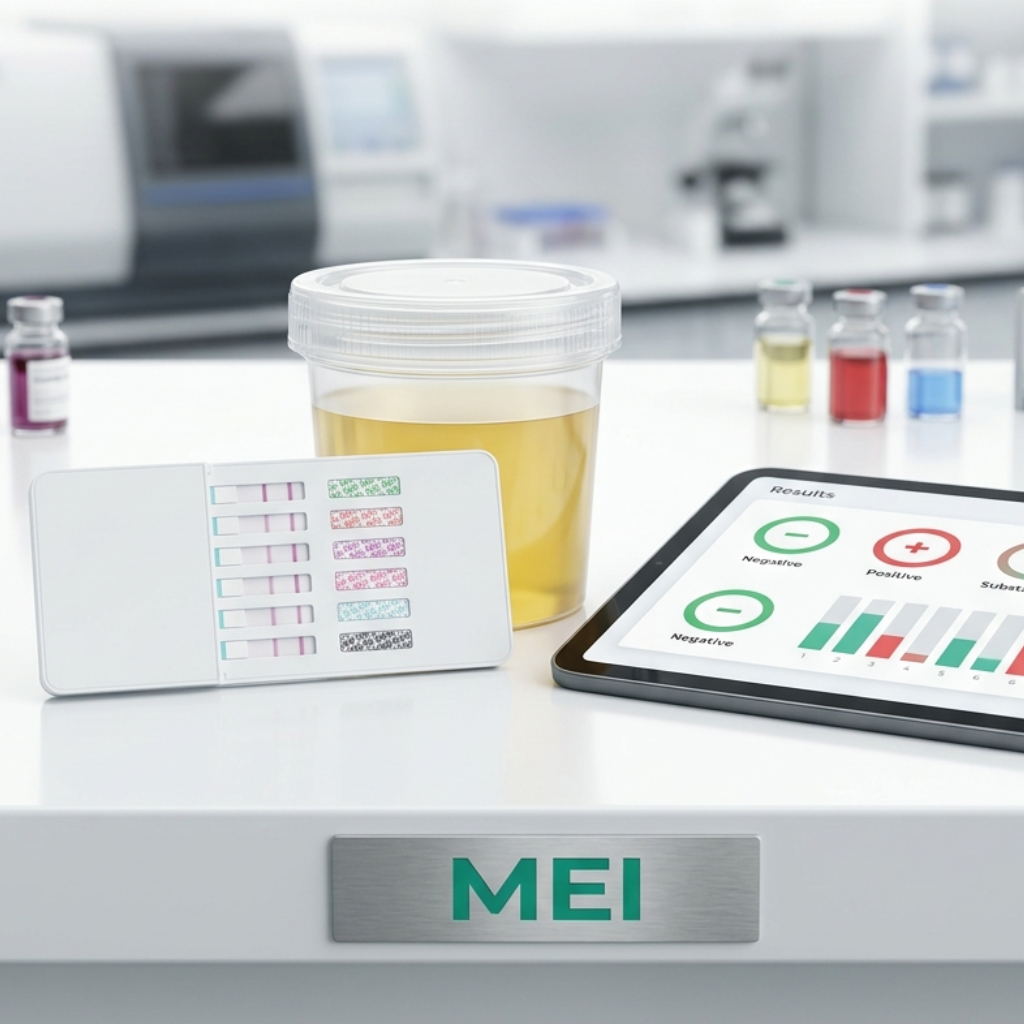 Examen que detecta la presencia o ausencia de metabolitos de 6 categorías de drogas en una muestra de orina para fines laborales o legales.