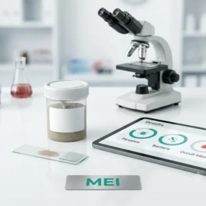 Examen que analiza heces para detectar parásitos, bacterias, sangre oculta y otros indicadores de salud digestiva.