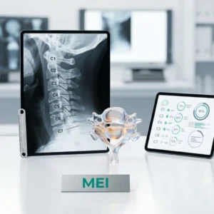 Estudio radiológico que visualiza las vértebras cervicales y las estructuras óseas del cuello para evaluar alteraciones y lesiones.