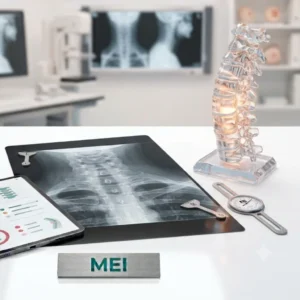 Estudio radiológico que visualiza la unión entre la columna cervical y torácica para evaluar la zona de transición y detectar alteraciones óseas.