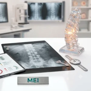 Estudio radiológico que visualiza las vértebras dorsales y lumbares para evaluar alteraciones óseas en la espalda media y baja.