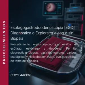 Esofagogastroduodenoscopia [EGD] diagnóstica o exploratoria con o sin biopsia con precio en línea, centro aliado de MEI.