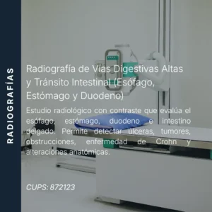 Radiografía de vías digestivas altas y tránsito intestinal con precio en línea, centro aliado de MEI.