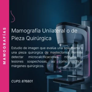 Mamografía unilateral o de pieza quirúrgica con precio en línea, centro de imagen aliado de MEI.