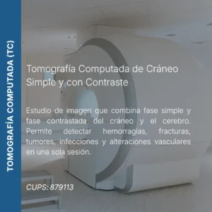 Tomografía computada de cráneo simple y con contraste y precio en línea, centro aliado de MEI.