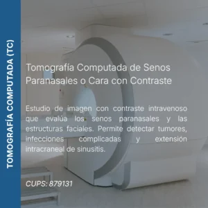 Tomografía computada de senos paranasales o cara con contraste y precio en línea, centro aliado de MEI.