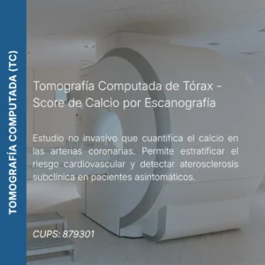 Score de calcio coronario por tomografía computada con precio en línea, centro de imagen aliado de MEI.