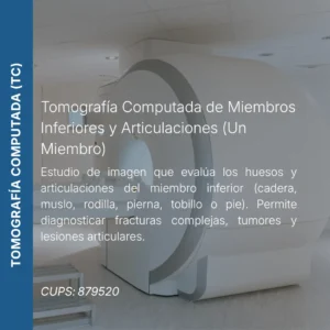 Tomografía computada de miembros inferiores y articulaciones (un miembro) con precio en línea, centro aliado de MEI.