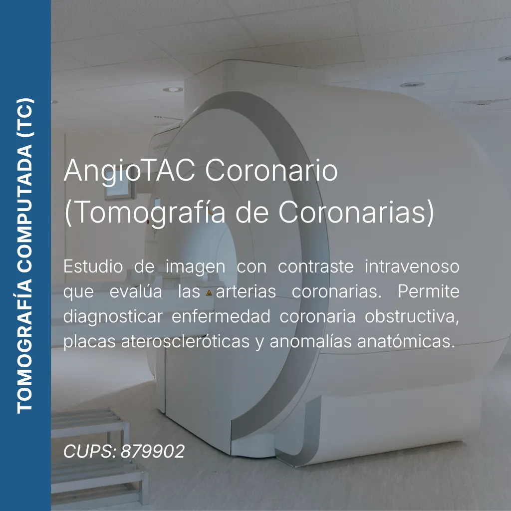 AngioTAC coronario o tomografía computada de coronarias con precio en línea, centro de imagen aliado de MEI.