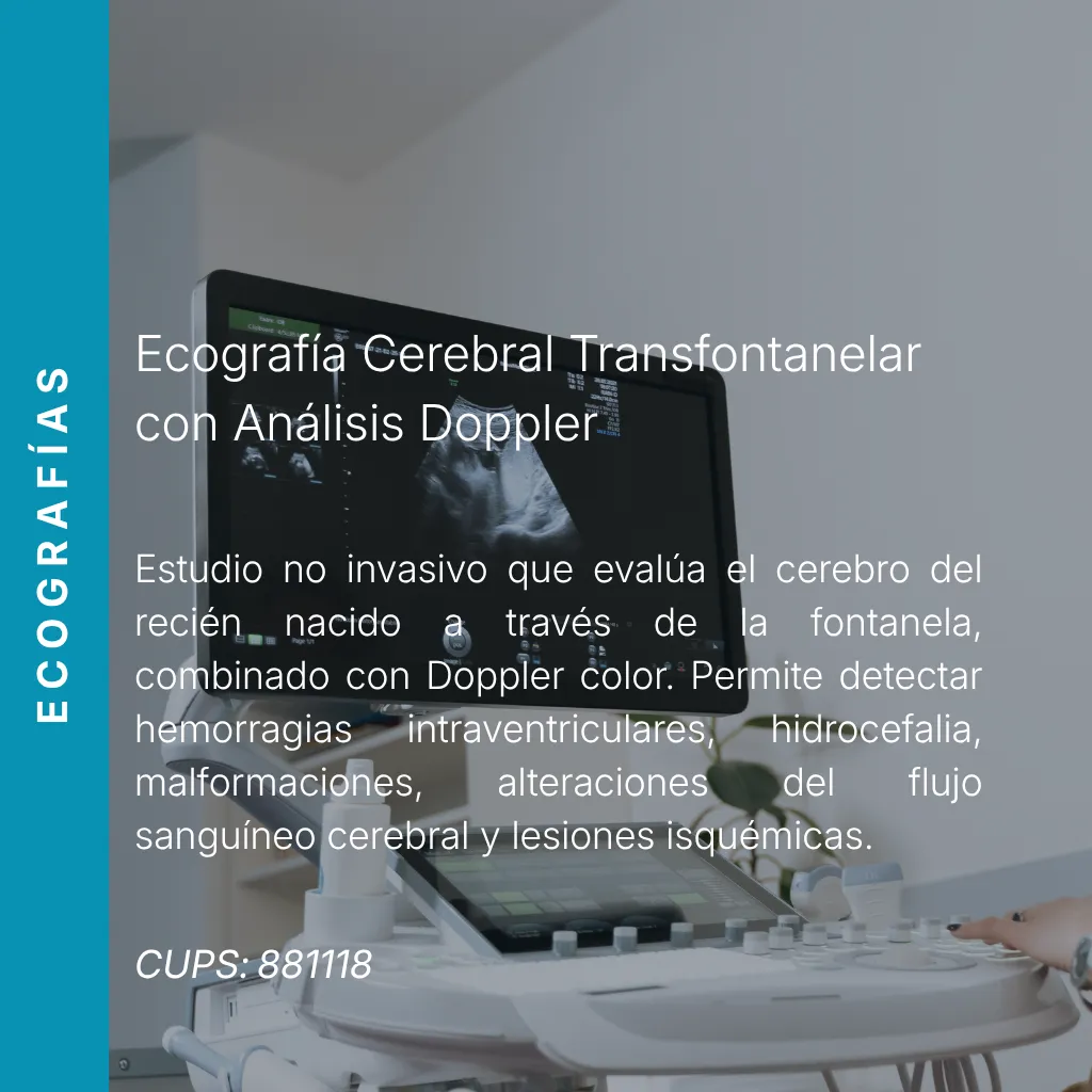 Ecografía cerebral transfontanelar con análisis Doppler y precio en línea, centro de imagen aliado de MEI.