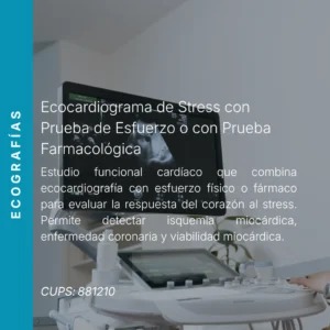 Ecocardiograma de stress con prueba de esfuerzo o farmacológica con precio en línea, centro aliado de MEI.