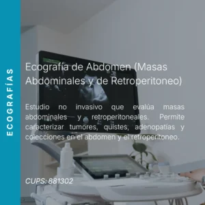 Ecografía de masas abdominales y retroperitoneales con precio en línea, centro aliado de MEI.