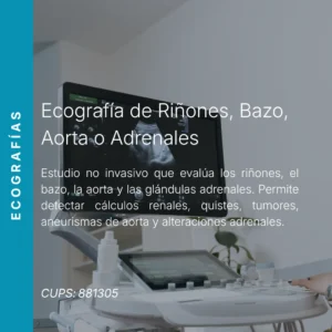Ecografía de riñones, bazo, aorta o adrenales con precio en línea, centro de imagen aliado de MEI.