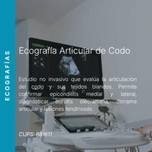 Ecografía articular de codo con precio en línea, centro de imagen aliado de MEI.