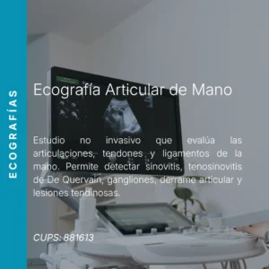 Ecografía articular de mano con precio en línea, centro de imagen aliado de MEI.