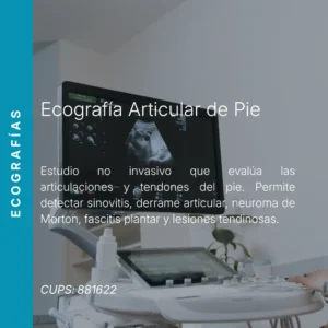 Ecografía articular de pie con precio en línea, centro de imagen aliado de MEI.