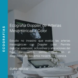 Ecografía Doppler de arterias mesentéricas a color con precio en línea, centro aliado de MEI.