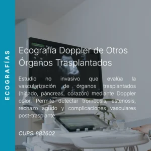Ecografía Doppler de otros órganos trasplantados con precio en línea, centro aliado de MEI.