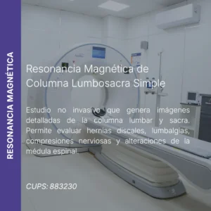 Resonancia magnética de columna lumbosacra simple con precio en línea, centro de imagen aliado de MEI.