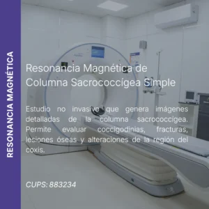 Resonancia magnética de columna sacrococcígea simple con precio en línea, centro de imagen aliado de MEI.