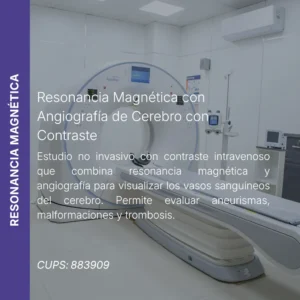 Resonancia magnética con angiografía de cerebro con contraste y precio en línea, centro aliado de MEI.
