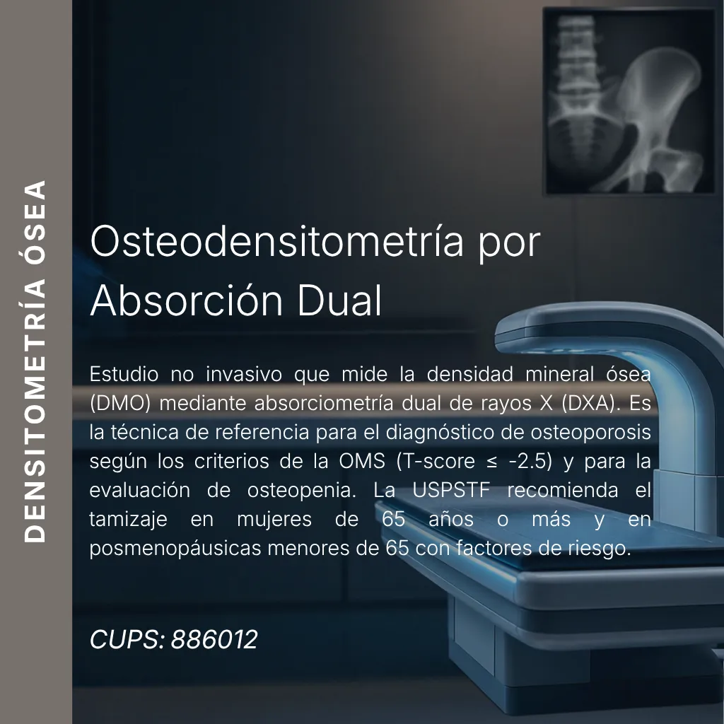 Osteodensitometría por absorción dual (DXA) con precio en línea, centro de imagen aliado de MEI.