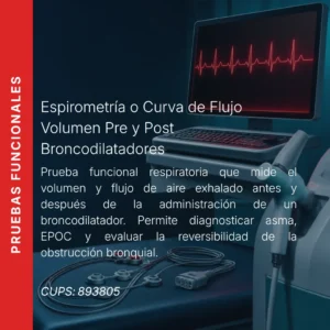 Espirometría o curva de flujo volumen pre y post broncodilatadores con precio en línea, centro aliado de MEI.