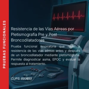 Resistencia de las vías aéreas por pletismografía pre y post broncodilatadores con precio en línea, centro aliado de MEI.