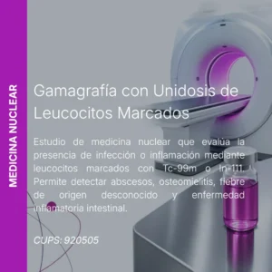 Gamagrafía con unidosis de leucocitos marcados con precio en línea, centro aliado de MEI.