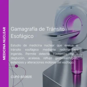 Gamagrafía de tránsito esofágico con precio en línea, centro aliado de MEI.