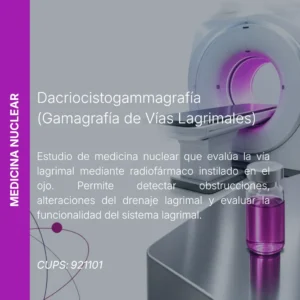 Dacriocistogammagrafía (gammagrafía de vías lagrimales) con precio en línea, centro aliado de MEI.