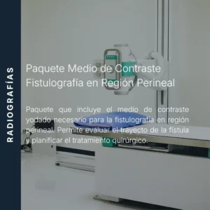 Paquete de medio de contraste para fistulografía en región perineal con precio en línea, insumo aliado de MEI.