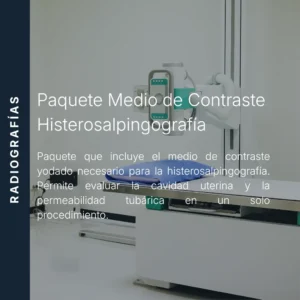 Paquete de medio de contraste para histerosalpingografía con precio en línea, insumo aliado de MEI.