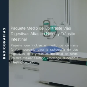 Paquete de medio de contraste para vías digestivas altas en niños y tránsito intestinal con precio en línea, insumo aliado de MEI.