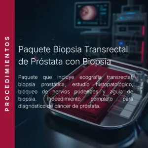 Paquete de biopsia transrectal de próstata con ecografía, biopsia, estudio histopatológico, bloqueo y aguja, con precio en línea.